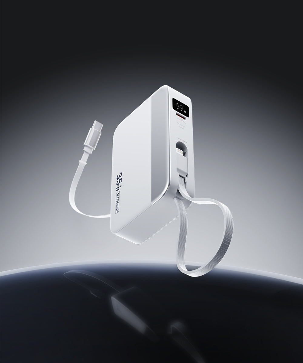 10000Mah Retractable Cable fast charging power bank