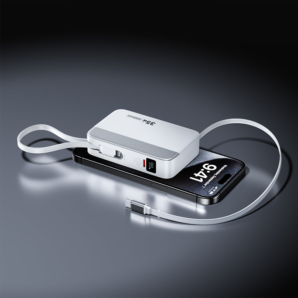 10000Mah Retractable Cable fast charging power bank