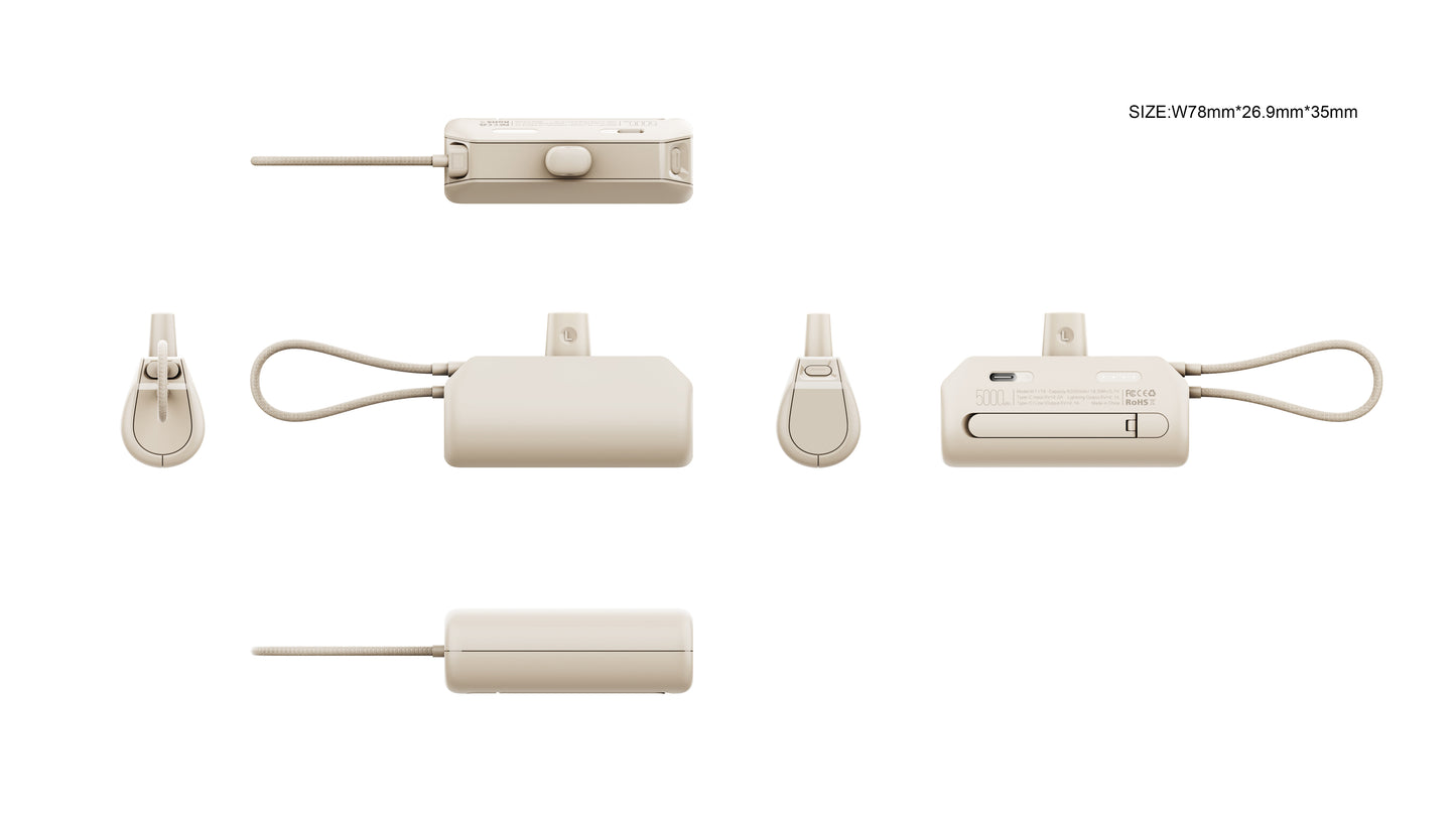 Daily travel portable fast charger power bank 5000mAh with lightning plug