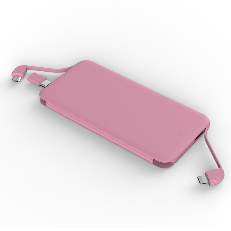 Power bank 5000mah with dual cables type-c adaptor power bank 5000mah