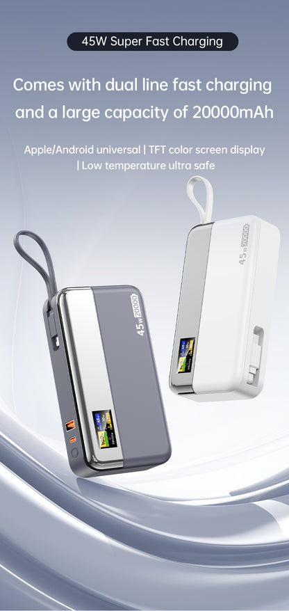 Built-in Retractable cables 20000mAh Powerbank