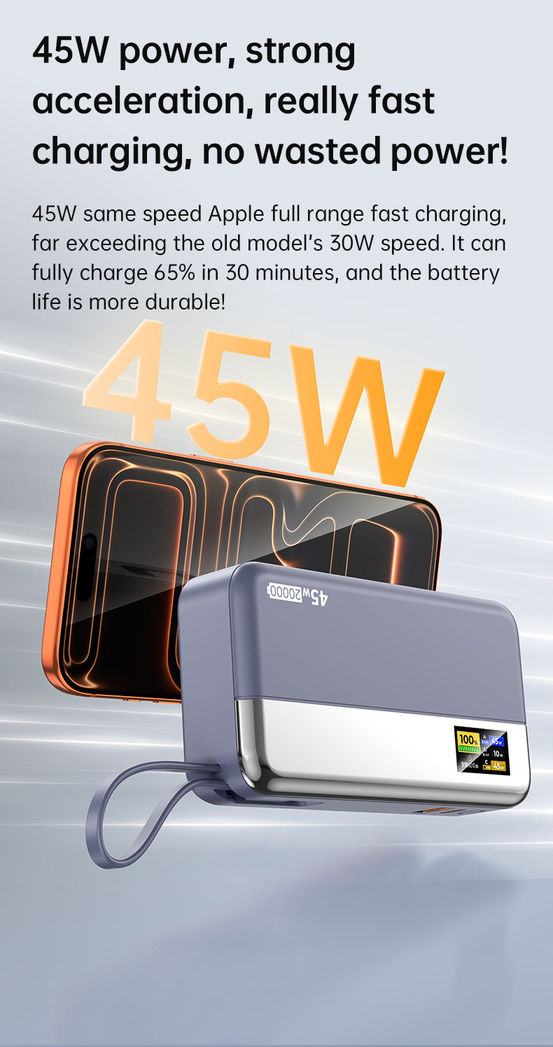 Built-in Retractable cables 20000mAh Powerbank
