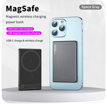 Load image into Gallery viewer, Super Slim Pure Cobalt Battery Magsafe Wireless Charging 15W Power Bank 5000mAh Aluminum Alloy Fast Charging 20W