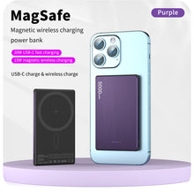 Load image into Gallery viewer, Super Slim Pure Cobalt Battery Magsafe Wireless Charging 15W Power Bank 5000mAh Aluminum Alloy Fast Charging 20W